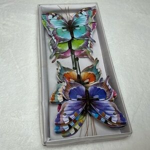 NWT YCHTEWY- 3D Paper Butterfly Pick Party Decoration Set with Wire, Set of 10